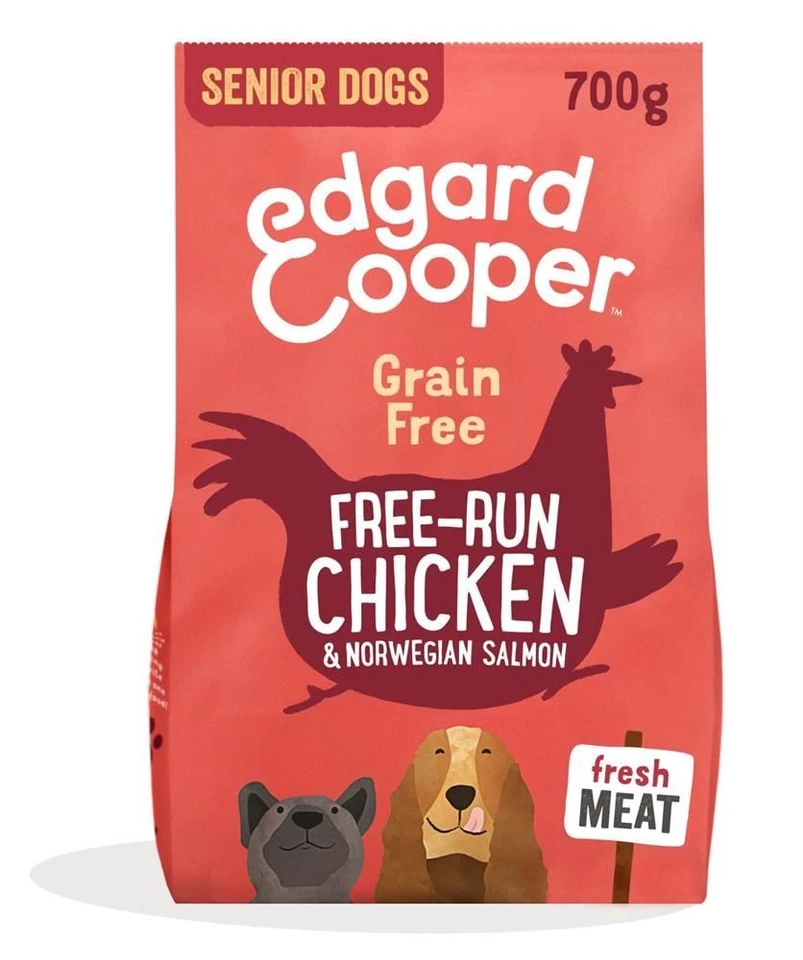 Edgard und Cooper Hundetrockenfutter Free Run Huhn & Lachs für ältere Hunde 700g