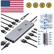 Laptop Docking Station 13 in 1, Dual Monitor Triple 4K Display, 8 USB C/A Por...