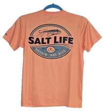 Salt Life Nothin But Bite UV30 Tee Orange Youth M Live Salty Saltlife NWT
