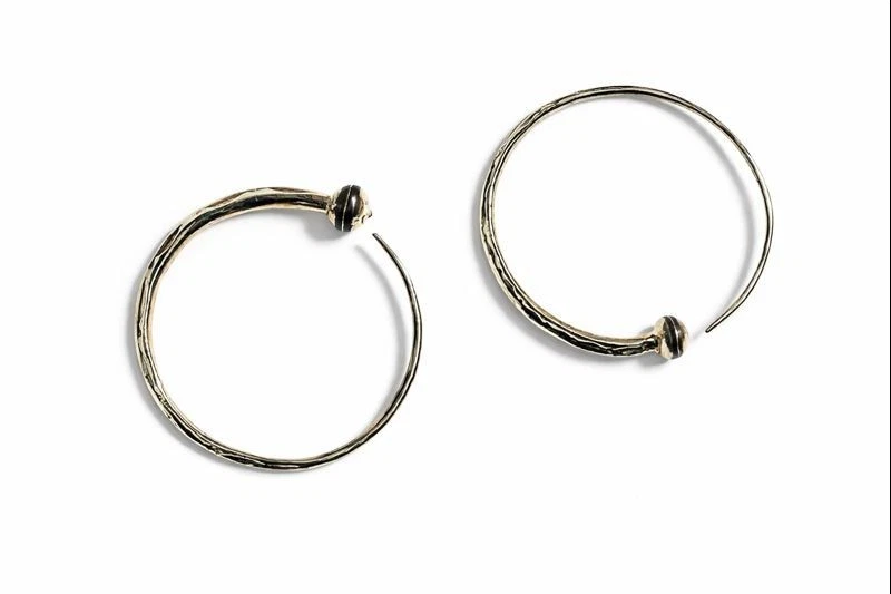Boucles D'oreilles Berbères Touaregs – Pendantes, Incrustations D'ébène, Argenté, Occasion