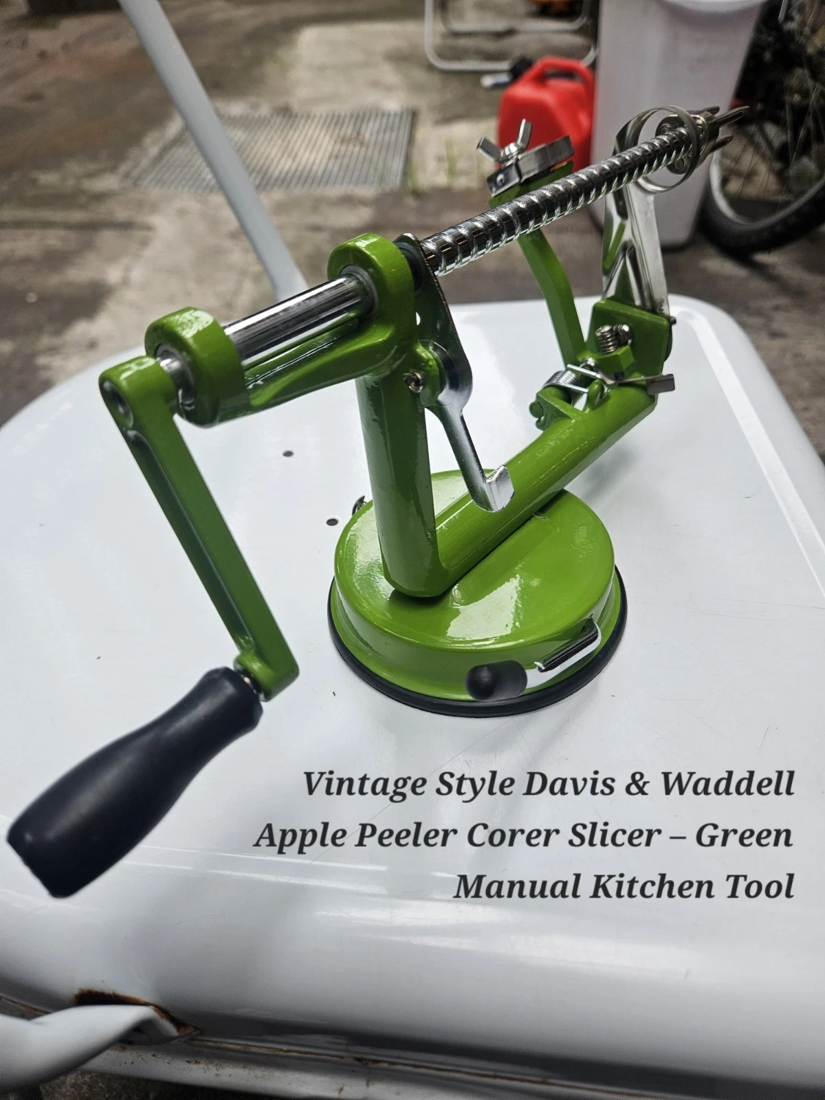 Davis & Waddell Apple Peeler Corer Slicer Green Manual Kitchen Tool Retro