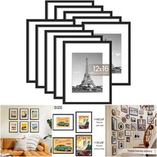 12x16 Picture Frame Set Of 10 Black Display Frames For Wall Collage