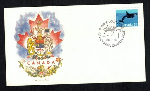 Canada #1173, 1988 57¢ Killer Whale, R. G. Sharpe (RGS) cachet FDC