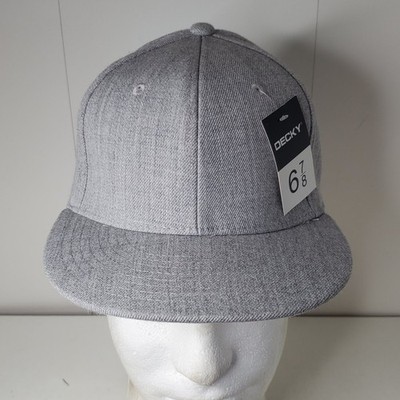 DECKY Hat RP1 Men's 6 7/8 Heather Gray Acrylic Wool Flat Bill Baseball Cap Lid