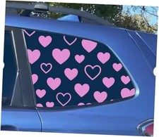 2PCS Universal 42x100cm Rear Side Window Heart Decal for Car, Matte Vinyl Pink