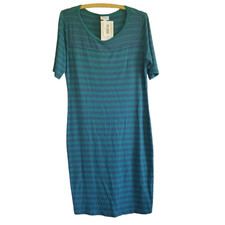 Lularoe womens Julia tshirt dress sz Large L short sleeves green blue NWT