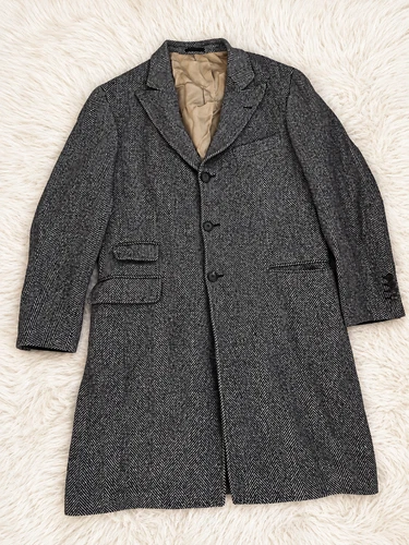 Brunello Cucinelli 100% Cashmere Herringbone Overcoat Men's 52 IT Gray image 4