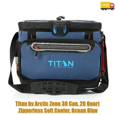 Titan by Arctic Zone 30 Can, 20 Quart Zipperless Soft Cooler, Ocean Blue
