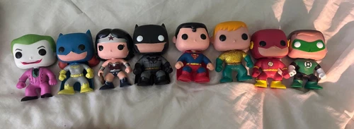DC universe collection funko pops- batman, superman, flash, aqua man, etc.