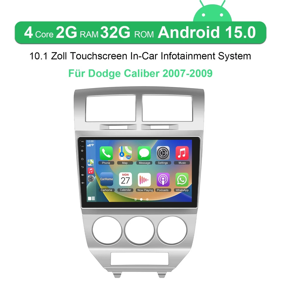 2+32G Android 15 Autoradio Für Dodge Caliber 2007-09 GPS Navi Wifi Carplay +Kam - Bild 2 von 4