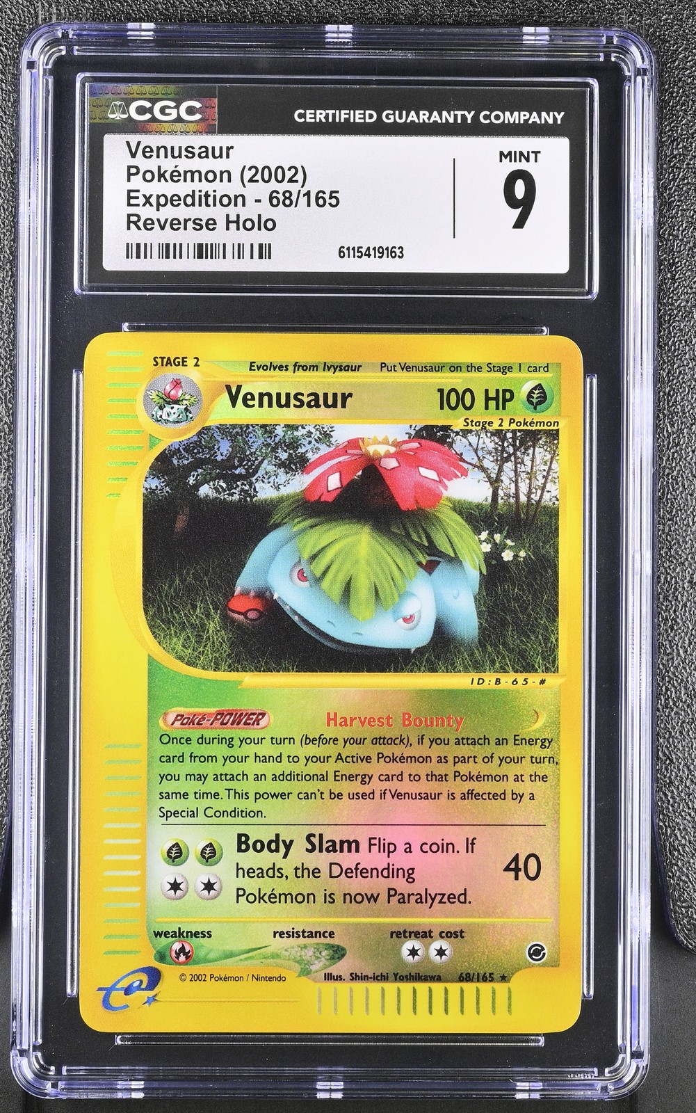 CGC 9 MINT Venusaur 2002 Expedition 68/165 Reverse Holo Pokemon Card
