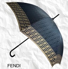 FENDI FF Zucca Umbrella Long Black 103cm Luxury Unisex Genuine Authentic