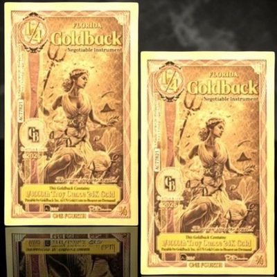#ad LOT 2 X 1 4 FLORIDA ALPHA GOLDBACK AURUM 24K GOLD NOTES 1 4000 OZ BU PRE SALE 🔥 $4.87