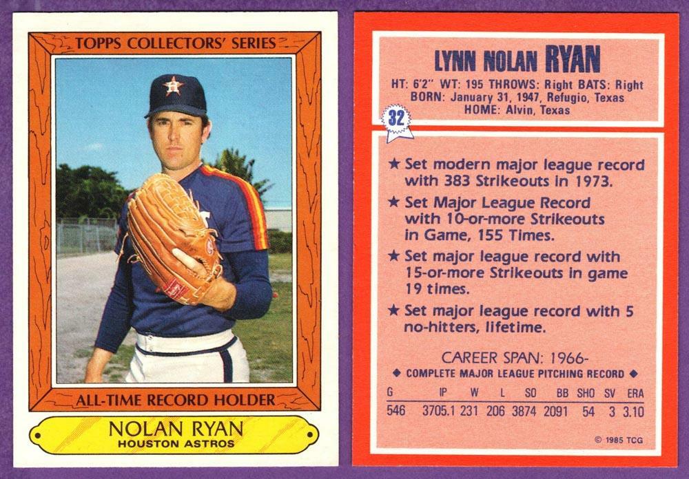 Nolan Ryan Houston Astros 1985 Topps Woolworths Collectors' Series Oddball #32