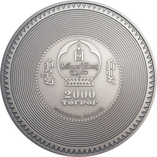 Kalachakra MANDALA Archeologia Simbolismo 3 Oz Moneta d'Argento Mongolia 2019 - Foto 2 di 5