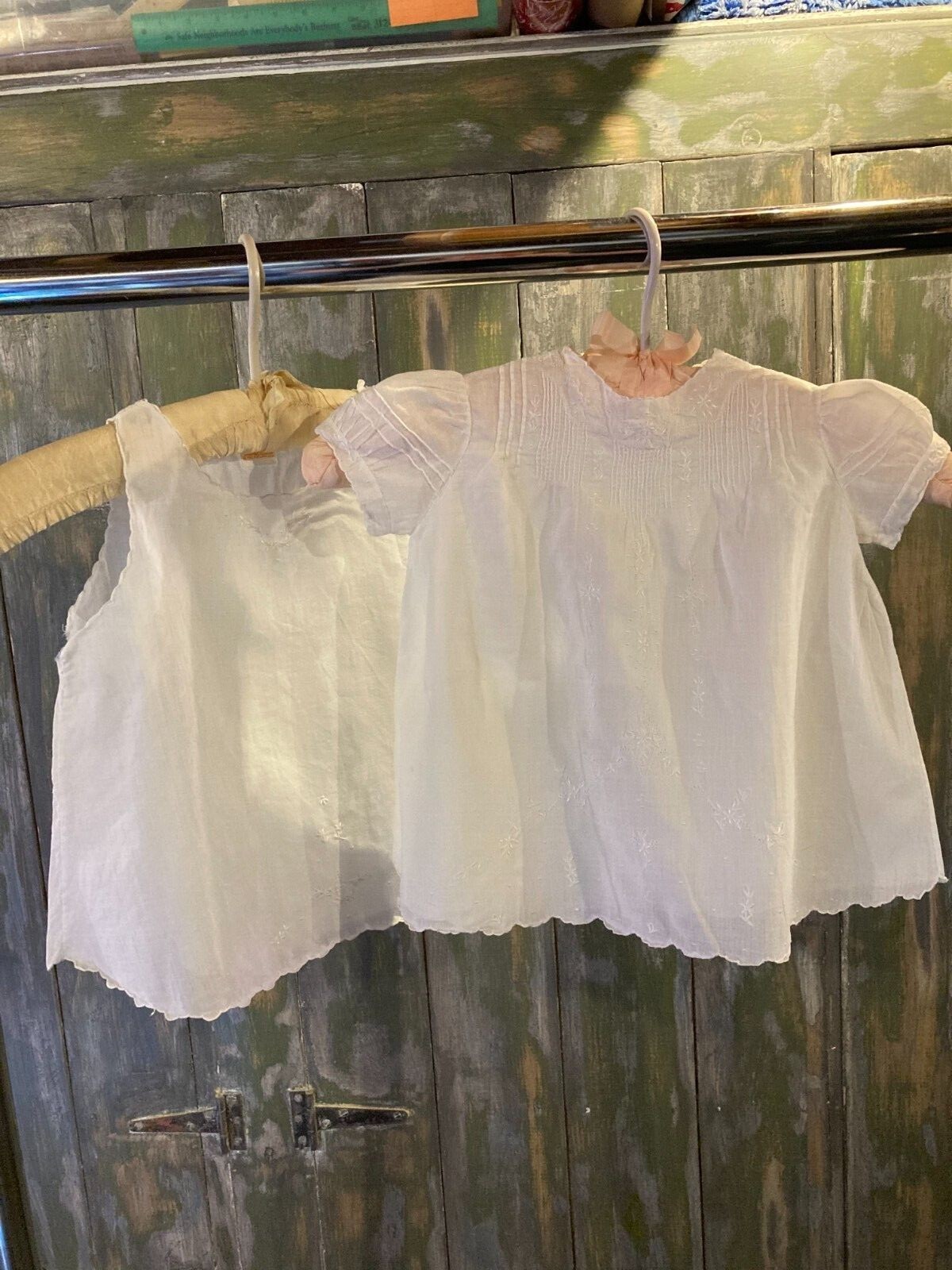 Antique/vintage white cotton christening gown Gem