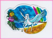 RARE VTG ReTrO 1980's *PEGASUS HORSE BEACH* PRISM STICKER DECAL VENDING MACHINE