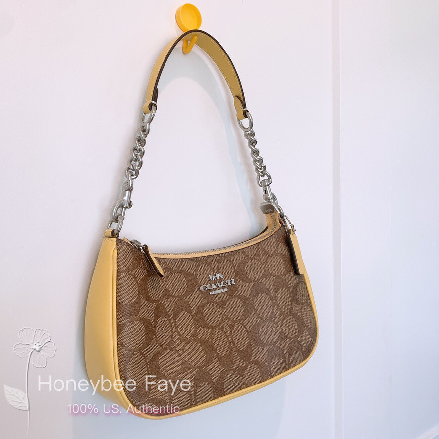 NWT Coach Teri Shoulder Bag In Signature Canvas (Retro Yellow