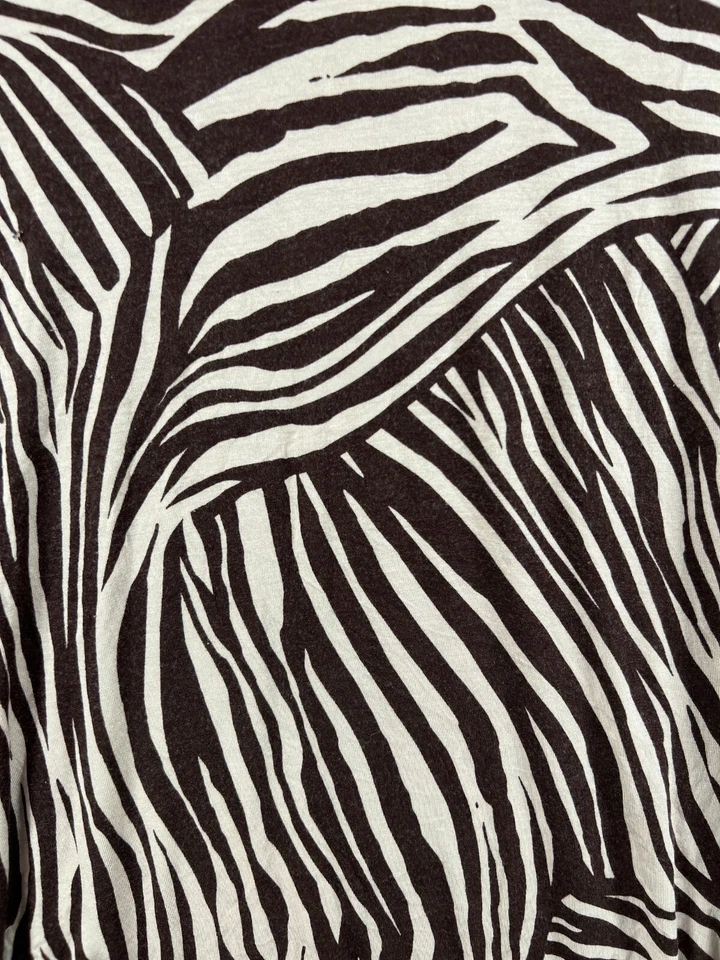 H&M Mujer Cebra Cuello Alto Top Marrón Manga Larga Camisa Monocromática Modal Tejido Foto 3 de 4