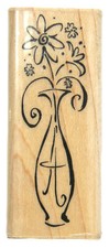 Inkadinkado Rubber Stamp FLOWERS IN BOTTLE OUTLINE Wood Mount Rubber Stamp