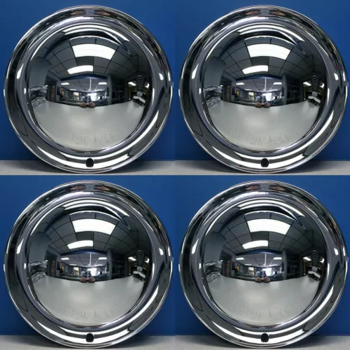 15" Full Moon Smoothie Style Chrome Steel Hot Rod Hubcaps Wheel Covers NEW SET/4