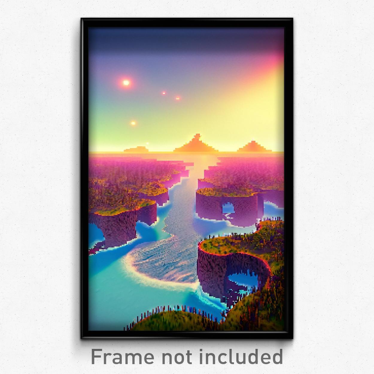 8-Bit Pixel Art Poster - Gargantuan Atoll Psychedelic Trippy Gamer Print