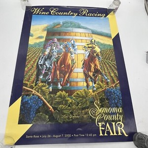 Vintage 2000 Sonoma County Fair “Wine Country Racing” Poster Horse Track Unused