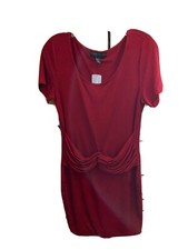 Forever 21+ Women's Plus Size 1X Short Sleeve Dark Red Extra Stretchy Dress NWT