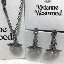 Vivienne Westwood Necklace Earrings Set Tiny Petit Orb Gunmetal NO BOX