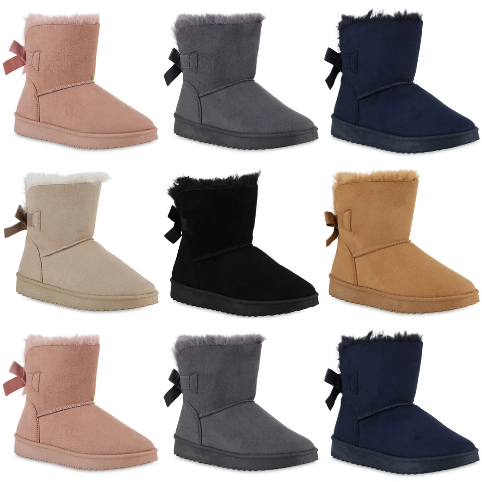 MARKENLOS Damen Stiefeletten Schlupfstiefel Warm Gefütterte Winter Boots 902280 Mode