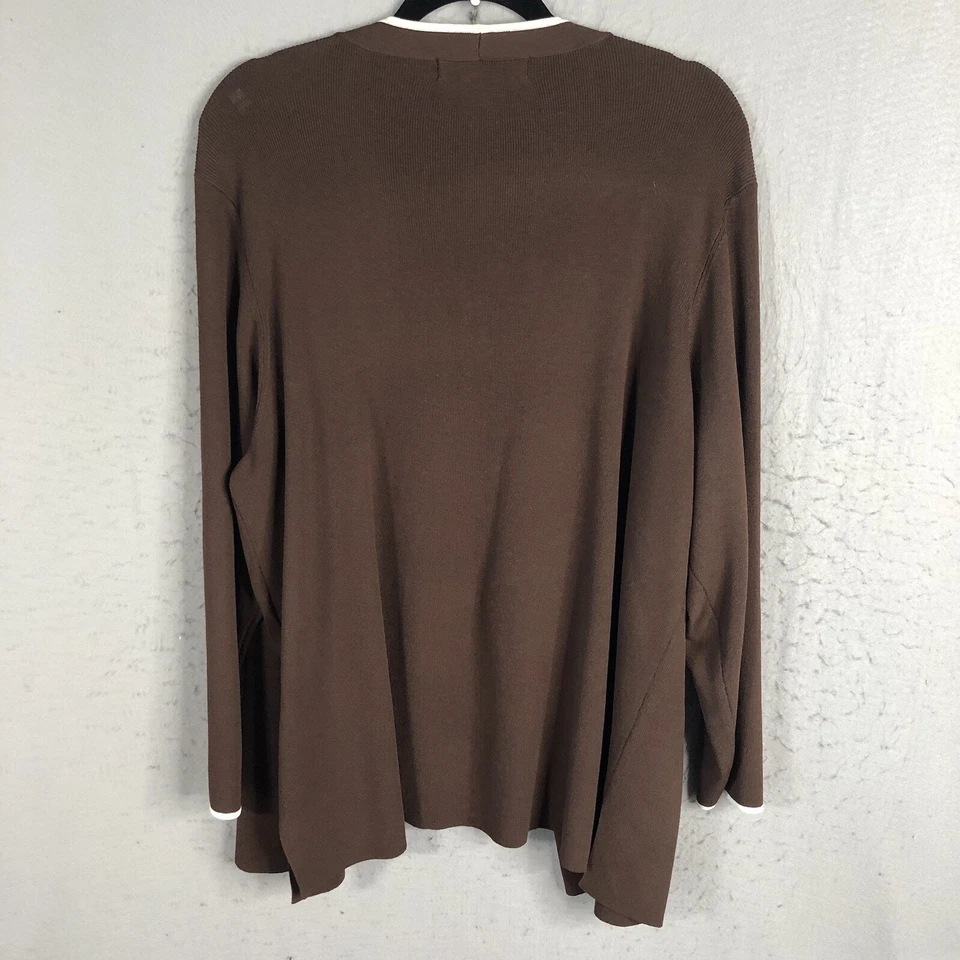 Dialogue Cardigan Womens 1X Plus Size Brown Knit Office Career Sweater - Image 3 of 4