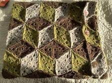 Copricuscino lana all'uncinetto a mano nuovo