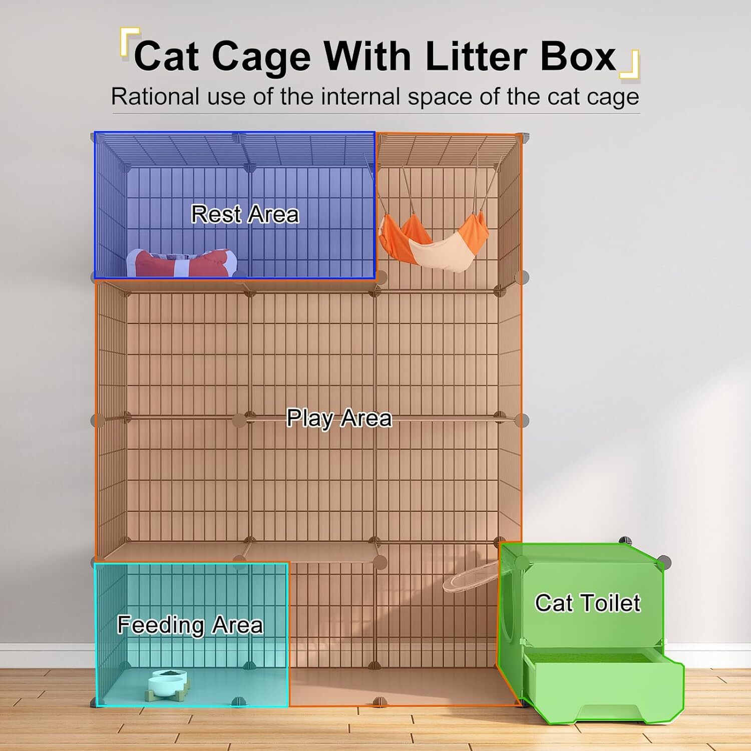 Cat Cage with Litter Box,4Tier DIY Cat Enclosures Large Playpen Detachable Meta 313093813823 eBay