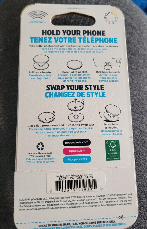 Empuñadura para teléfono PopSockets Tortuga, Turtle PopGrip y soporte con tapa intercambiable Foto 3 de 3