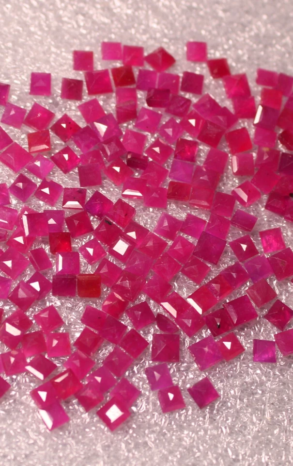 Piedra preciosa rubí, corte cuadrado precioso corte facetado rubí rojo natural lote 43,50 Cts Foto 4 de 4