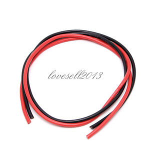 14AWG Gauge Silicone Wire Flexible Stranded Copper Cables 1M for RC black red