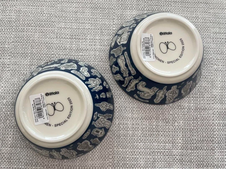iittala x mina perhonen Bowls forest life Set of 2 φ150×55mm Blue - Photo 3/4