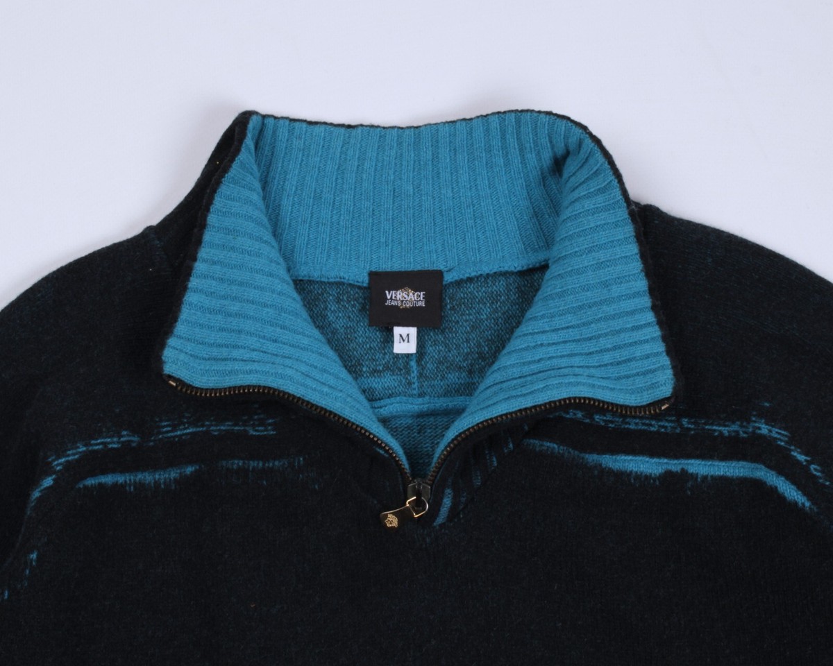 Mens VERSACE Jeans Couture Vintage Half Zip Wool Sweater Garment