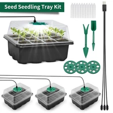  Nursery Seed Starting Tray Kit - Flower Pot Plant Growing Tray with Grow Light