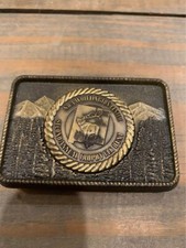 Vintage 1980  s NRA Whittington Center Second Annual Trophy Elk Hunt belt buckle