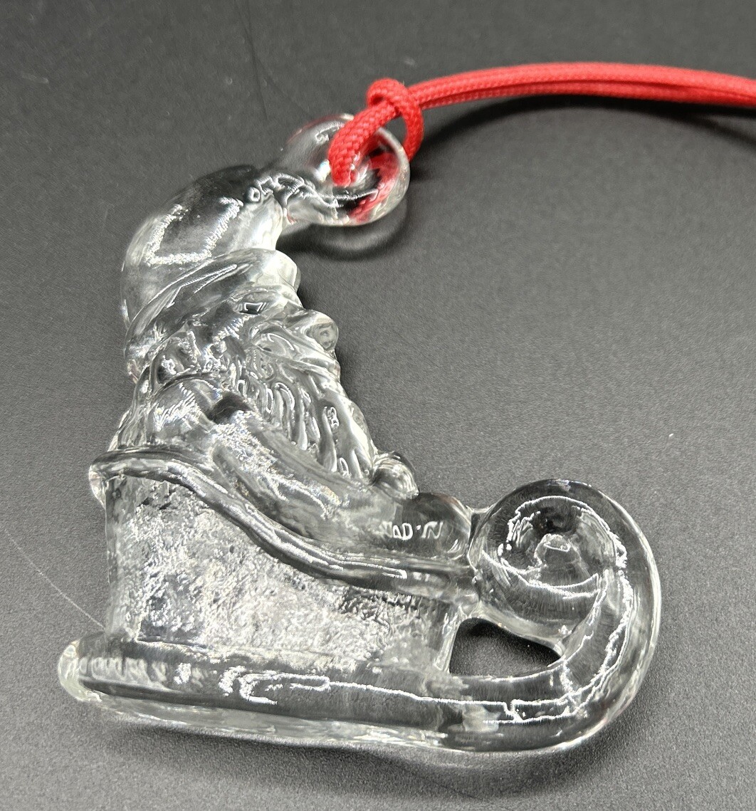 KOSTA BODA SWEDEN Glass Christmas Ornament - Santa In Sleigh