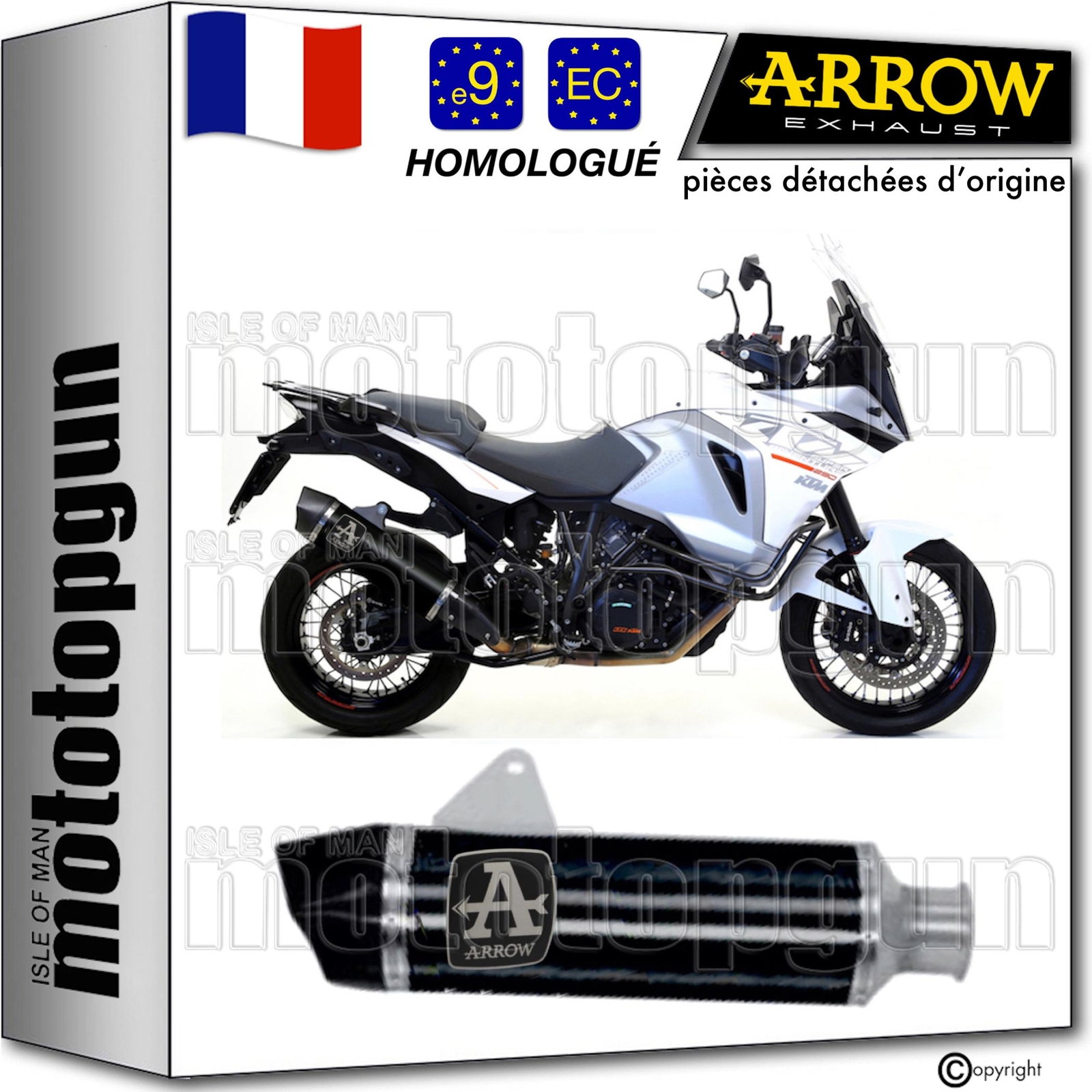 Échappement noir Arrow homologué en inox foncé pour sublimer la KTM 1290 Super Adventure 2016