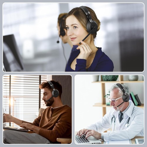 Wireless Headset with Mic for Work, Bluetooth Headset with Microphone (Noise - Photo 7 sur 7