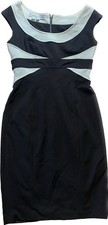 Maggy London Slimming Color Block Sheath Dress Sleeveless Size 6 Cream & Black