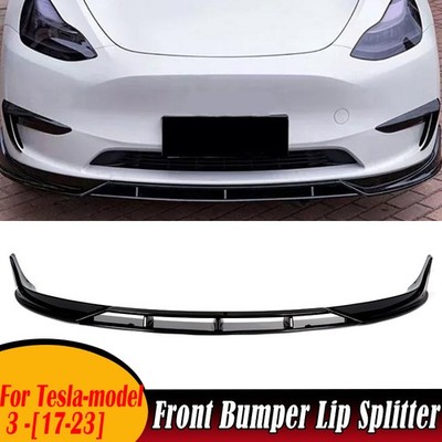 4Pcs Front Bumper Body Kit Lip For 2017-2023 Tesla Model 3 Gloss Black splitter
