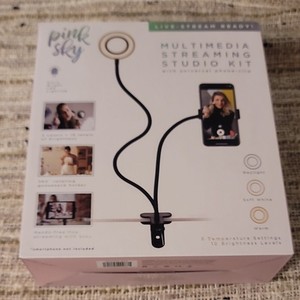 NEW Pink Sky Streaming Studio Kit Ultra Bright LED, 360° Holder, USB-A