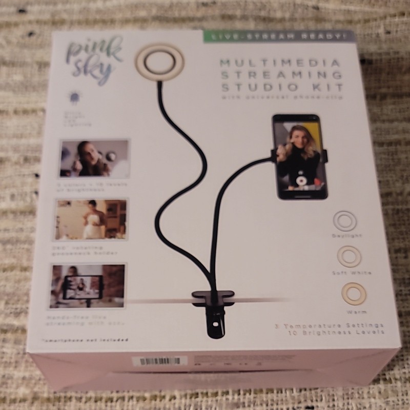NEW Pink Sky Streaming Studio Kit Ultra Bright LED, 360° Holder, USB-A