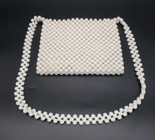 Awesome Vintage 1950's White Plastic Cut Beaded Handbag Made in Italy Snap Close