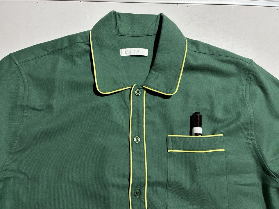 Conjunto de pijama Lake verde amarillo pipeado algodón manga larga para mujer mediano’s Foto 2 de 4