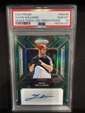 Gavin Williams 2024 Prizm Sensational Signatures Green Prizm RC Auto PSA 10 GEM